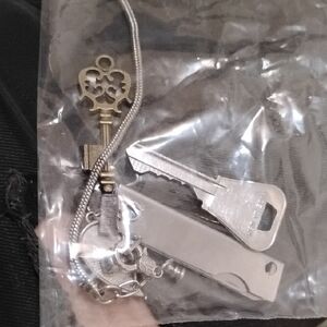 Silver and Brass Key Necklace
